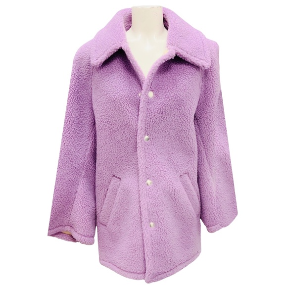 A.L.C. DEEP LILAC LINCOLN FAUX FUR COAT - Picture 1 of 4